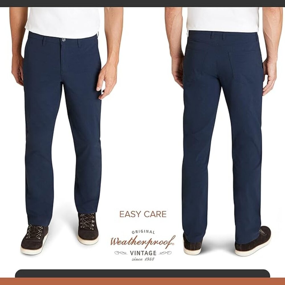 NWT Weatherproof Vintage Excursion Pants 36x30 Ultra Stretch Dark Blue Chino
